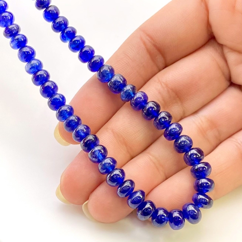 Blue Sapphire 5-7mm Smooth Rondelle Shape AAA Grade Gemstone Beads Strand - Total 1 Strand of 15 Inch.