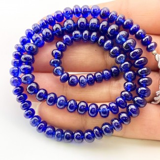 Blue Sapphire 5-7mm Smooth Rondelle Shape AAA Grade 15 Inch Long Gemstone Beads Strand