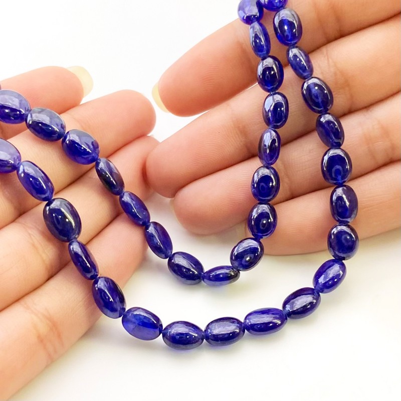 Blue Sapphire 7-11mm Smooth Oval Shape AAA Grade Gemstone Beads Strand - Total 1 Strand of 16 Inch.