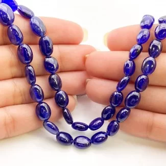 Blue Sapphire 6-11mm Smooth Oval Shape AAA Grade Gemstone Beads Strand - Total 1 Strand of 16 Inch.