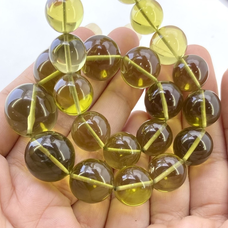 Olive Quartz 10-18.5mm Smooth Round Shape AAA+ Grade Gemstone Beads Strand - Total 1 Strand of 17 Inch.