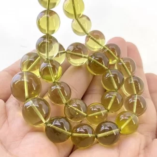 Olive Quartz 10.5-15.5mm Smooth Round Shape AAA+ Grade Gemstone Beads Strand - Total 1 Strand of 17 Inch.