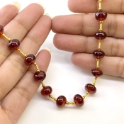 Hessonite Garnet 8.5-9mm Smooth Rondelle Shape AAA Grade Gemstone Beads Layout - Total 1 Strand of 10 Inch.