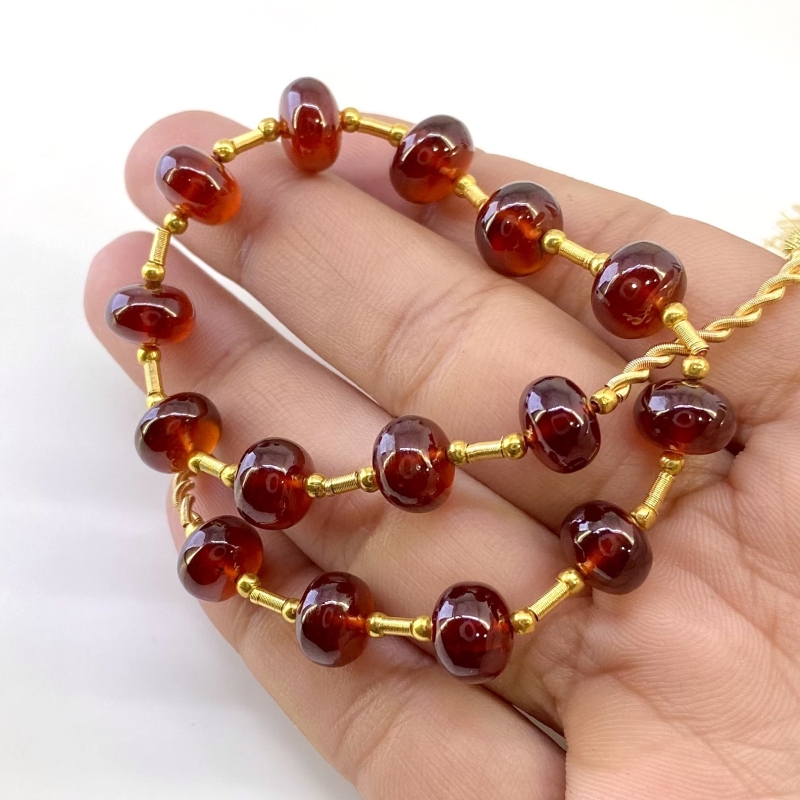 Hessonite Garnet 8.5-9mm Smooth Rondelle Shape AAA Grade Gemstone Beads Layout - Total 1 Strand of 10 Inch.