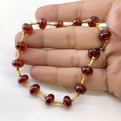 Hessonite Garnet 8.5-9mm Smooth Rondelle Shape AAA Grade Gemstone Beads Layout - Total 1 Strand of 10 Inch.