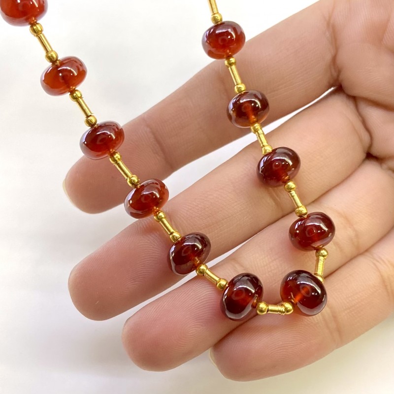 Hessonite Garnet 8.5-9mm Smooth Rondelle Shape AAA Grade Gemstone Beads Layout - Total 1 Strand of 10 Inch.