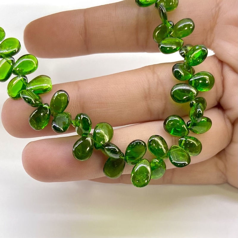 Chrome Diopside 8-9mm Smooth Pear Shape AAA Grade Gemstone Beads Strand - Total 1 Strand of 9 Inch.