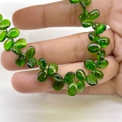 Chrome Diopside 8-9mm Smooth Pear Shape AAA Grade Gemstone Beads Strand - Total 1 Strand of 9 Inch.