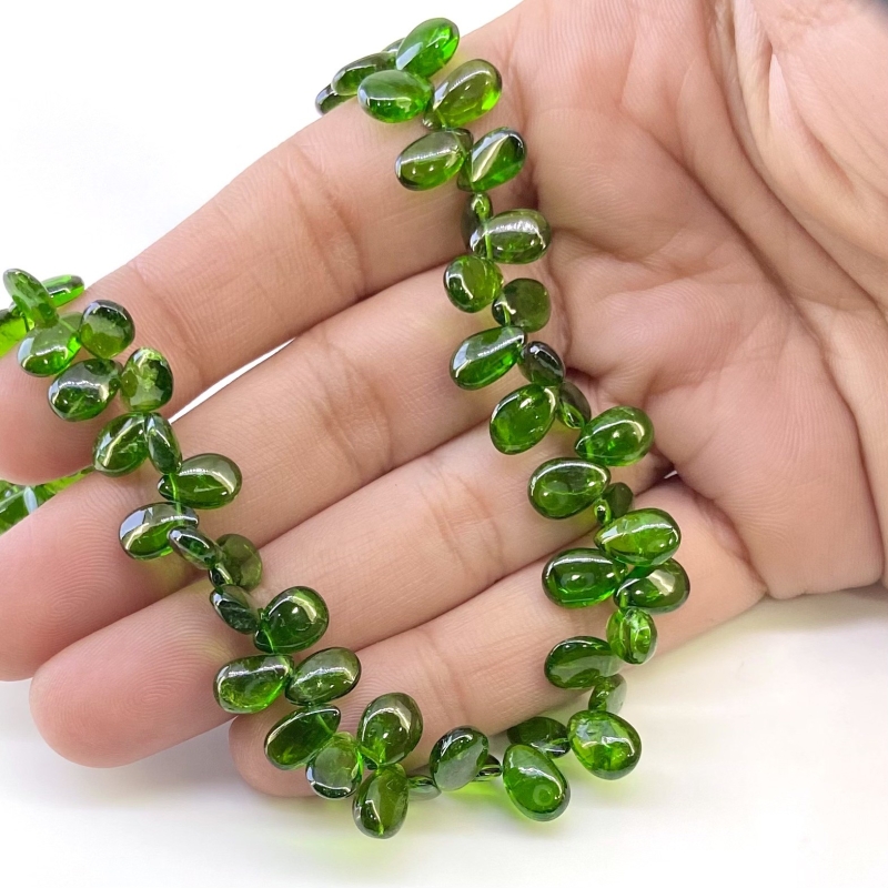 Chrome Diopside 8-9mm Smooth Pear Shape AAA Grade Gemstone Beads Strand - Total 1 Strand of 9 Inch.