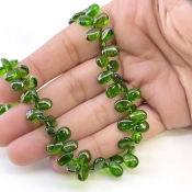 Chrome Diopside 8-9mm Smooth Pear Shape AAA Grade Gemstone Beads Strand - Total 1 Strand of 9 Inch.