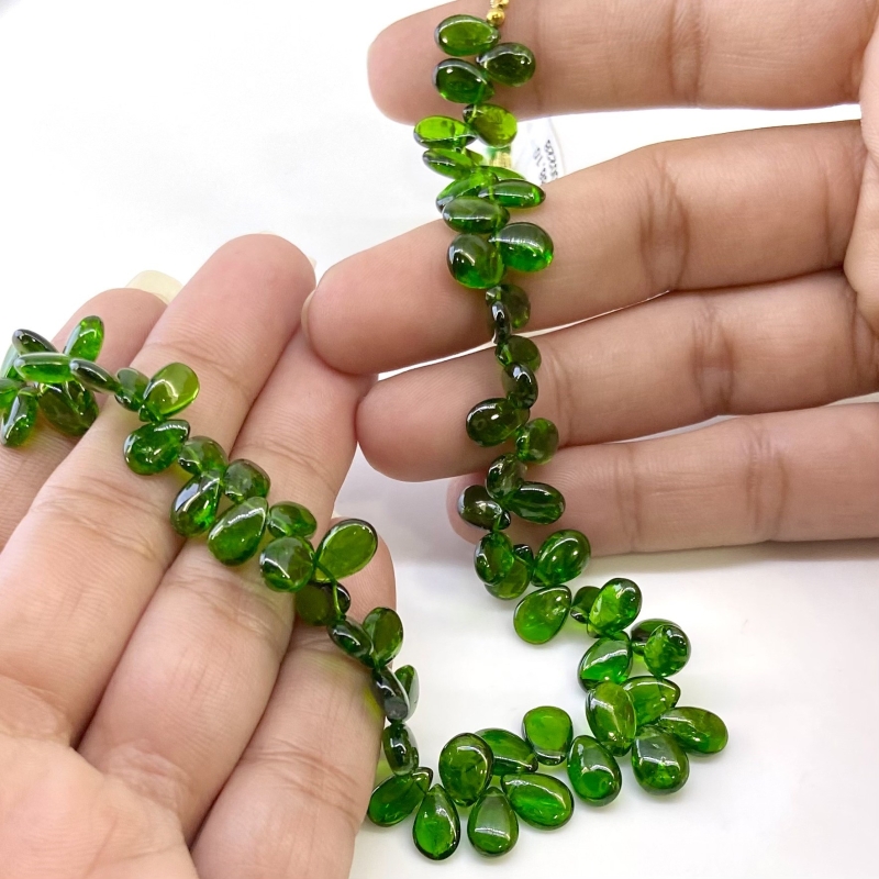 Chrome Diopside 8-9mm Smooth Pear Shape AAA Grade Gemstone Beads Strand - Total 1 Strand of 9 Inch.