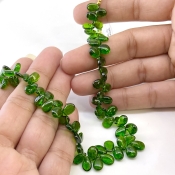 Chrome Diopside 8-9mm Smooth Pear Shape AAA Grade Gemstone Beads Strand - Total 1 Strand of 9 Inch.