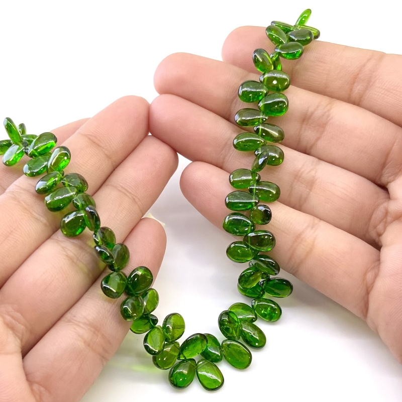 Chrome Diopside 8-9mm Smooth Pear Shape AAA Grade Gemstone Beads Strand - Total 1 Strand of 9 Inch.