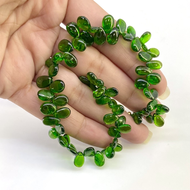 Chrome Diopside 8-9mm Smooth Pear Shape AAA Grade Gemstone Beads Strand - Total 1 Strand of 9 Inch.