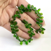 Chrome Diopside 8-9mm Smooth Pear Shape AAA Grade Gemstone Beads Strand - Total 1 Strand of 9 Inch.