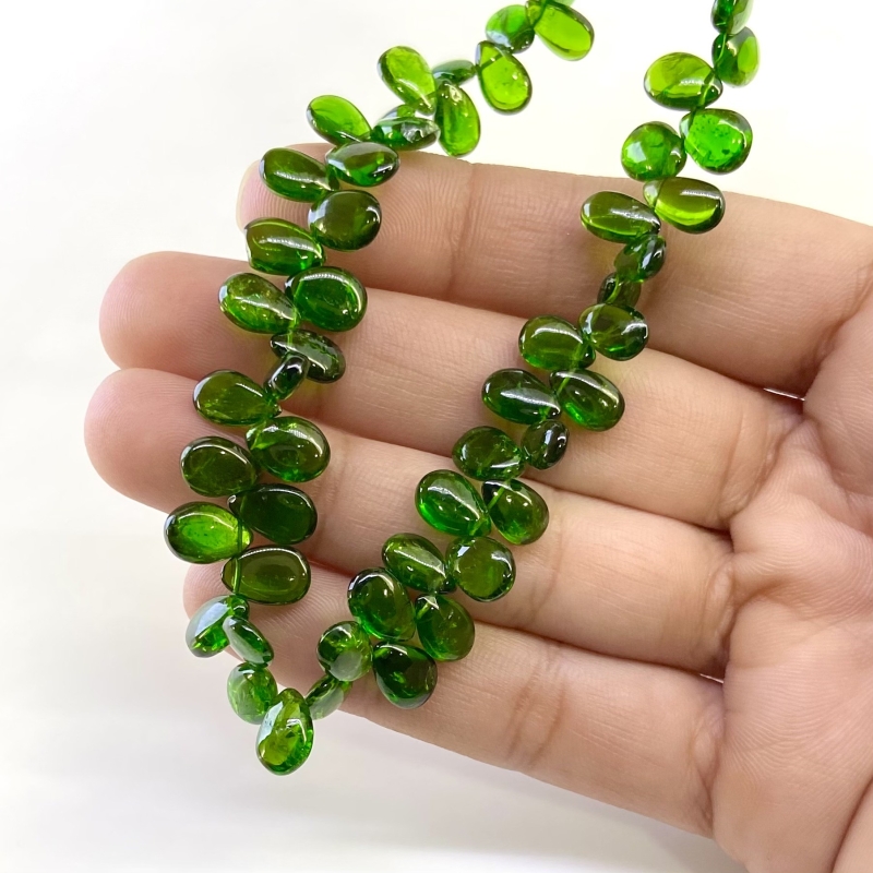 Chrome Diopside 8-9mm Smooth Pear Shape AAA Grade Gemstone Beads Strand - Total 1 Strand of 9 Inch.