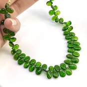 Chrome Diopside 8-9mm Smooth Pear Shape AAA Grade Gemstone Beads Strand - Total 1 Strand of 9 Inch.