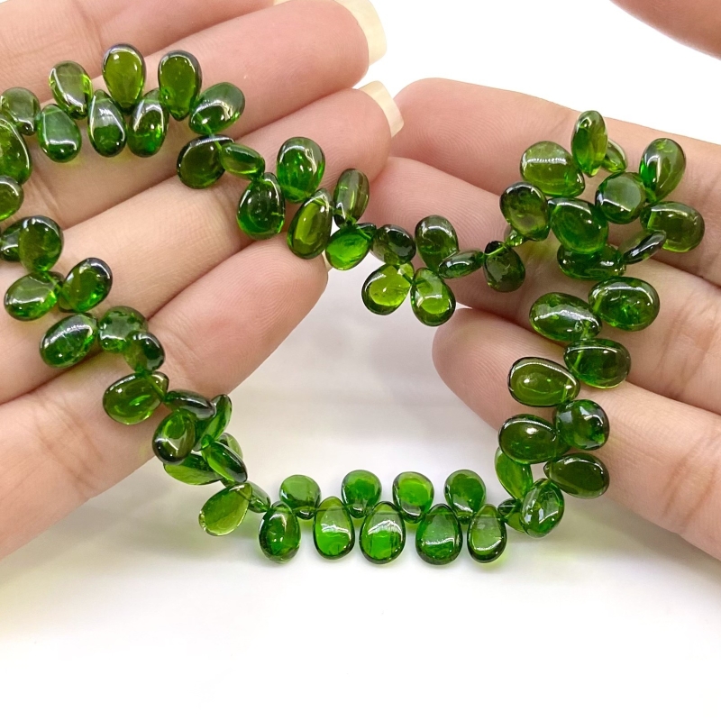 Chrome Diopside 8-9mm Smooth Pear Shape AAA Grade Gemstone Beads Strand - Total 1 Strand of 9 Inch.