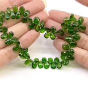 Chrome Diopside 8-9mm Smooth Pear Shape AAA Grade Gemstone Beads Strand - Total 1 Strand of 9 Inch.