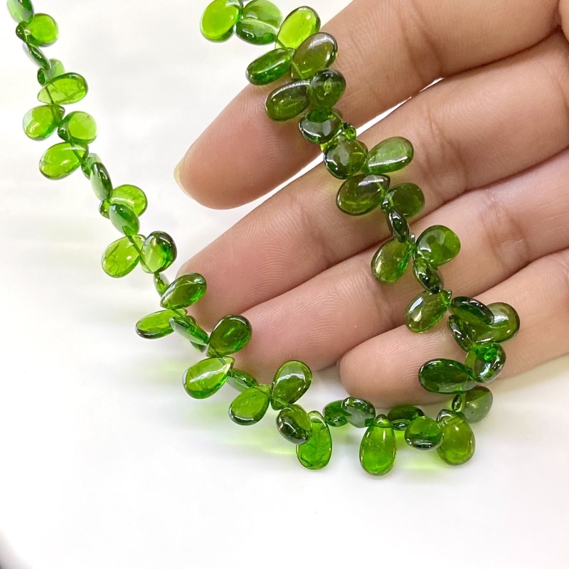 Chrome Diopside 8-9mm Smooth Pear Shape AAA Grade Gemstone Beads Strand - Total 1 Strand of 9 Inch.