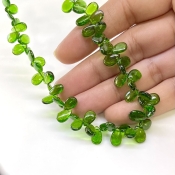 Chrome Diopside 8-9mm Smooth Pear Shape AAA Grade Gemstone Beads Strand - Total 1 Strand of 9 Inch.