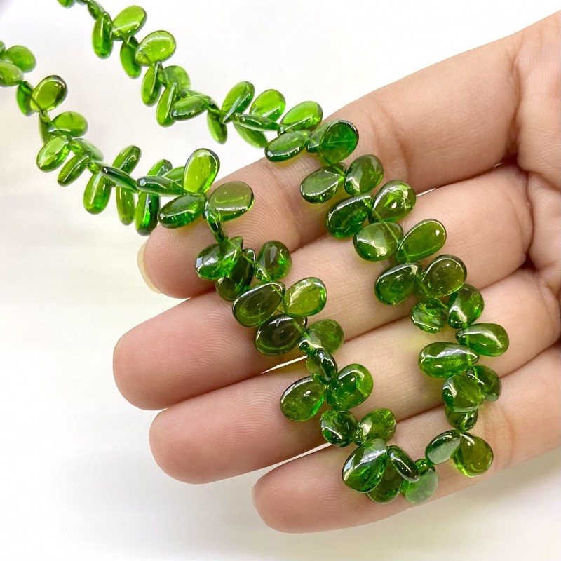 Chrome Diopside 8-9mm Smooth Pear Shape AAA Grade Gemstone Beads Strand - Total 1 Strand of 9 Inch.