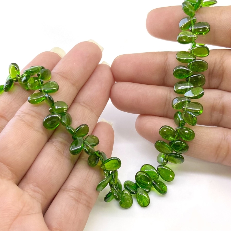 Chrome Diopside 8-9mm Smooth Pear Shape AAA Grade Gemstone Beads Strand - Total 1 Strand of 9 Inch.