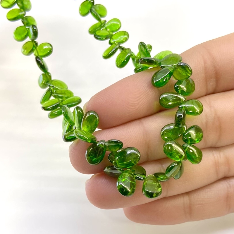 Chrome Diopside 8-9mm Smooth Pear Shape AAA Grade Gemstone Beads Strand - Total 1 Strand of 9 Inch.