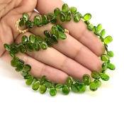 Chrome Diopside 8-9mm Smooth Pear Shape AAA Grade Gemstone Beads Strand - Total 1 Strand of 9 Inch.