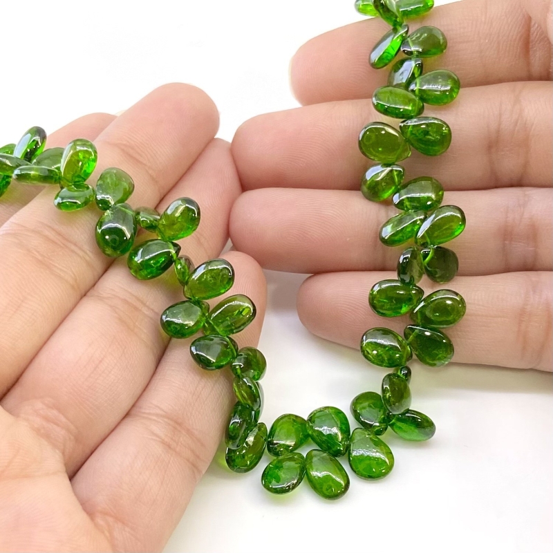 Chrome Diopside 8-9mm Smooth Pear Shape AAA Grade Gemstone Beads Strand - Total 1 Strand of 9 Inch.