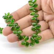 Chrome Diopside 8-9mm Smooth Pear Shape AAA Grade Gemstone Beads Strand - Total 1 Strand of 9 Inch.