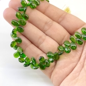 Chrome Diopside 8-9mm Smooth Pear Shape AAA Grade Gemstone Beads Strand - Total 1 Strand of 9 Inch.