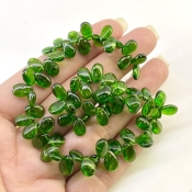 Chrome Diopside 8-9mm Smooth Pear Shape AAA Grade Gemstone Beads Strand - Total 1 Strand of 9 Inch.