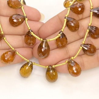 Whisky Quartz 12-16mm Briolette Drop Shape AAA Grade Multi Strand Beads Layout - Total 2 Strands of 5-8 Inch.