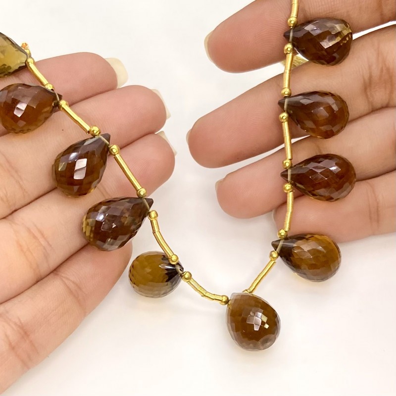 Whisky Quartz 14.5-17mm Briolette Drop Shape AAA Grade Gemstone Beads Layout - Total 1 Strand of 9 Inch.