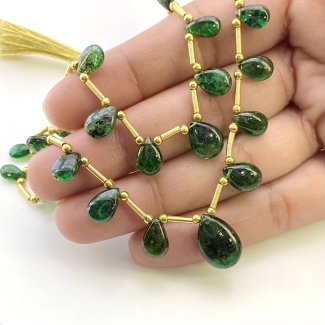 Emerald 6-12mm Smooth Pear Shape A+ Grade Multi Strand Beads Layout - Total 2 Strands of 7-9 Inch.