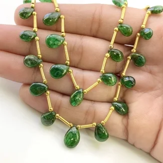 Emerald 6-12mm Smooth Pear Shape A+ Grade Multi Strand Beads Layout - Total 2 Strands of 7-8 Inch.