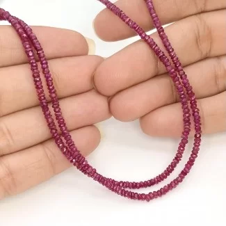 Ruby 2-3mm Faceted Rondelle Shape AA Grade Gemstone Beads Lot - Total 2 Strands of 13 Inch.