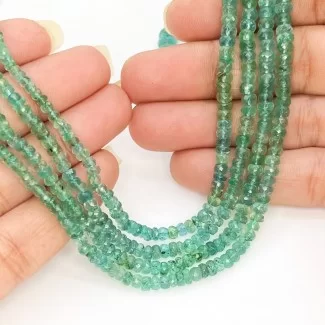 Emerald 3-6.5mm Faceted Rondelle Shape A+ Grade Gemstone Beads Lot - Total 2 Strands of 19 Inch.