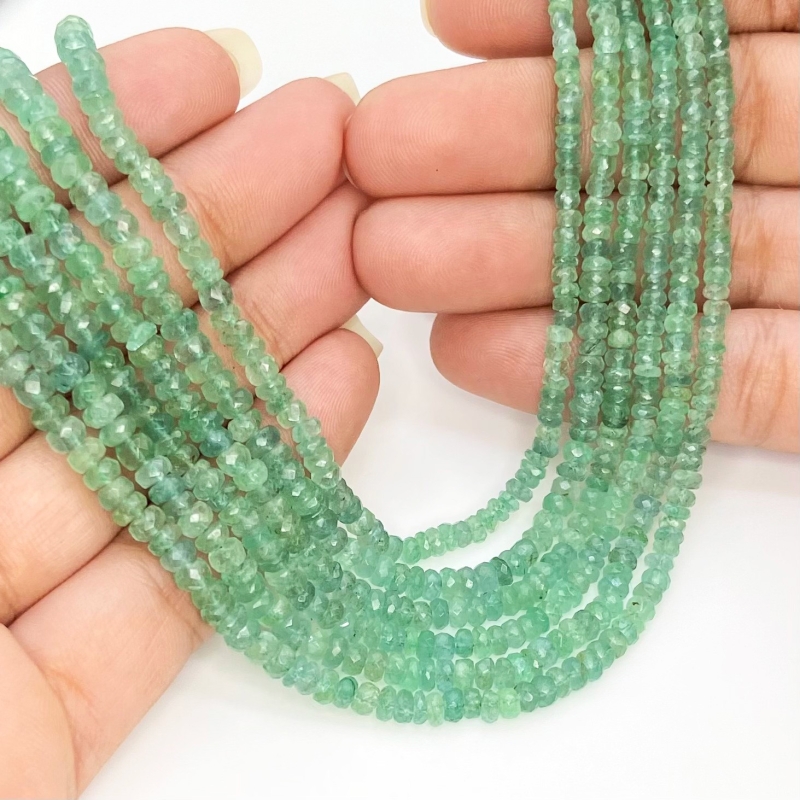 Emerald 2.5-6mm Faceted Rondelle Shape A Grade Gemstone Beads Lot - Total 3 Strands of 23 Inch.