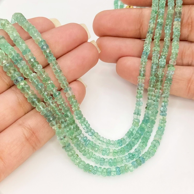 Emerald 2.5-6mm Faceted Rondelle Shape A Grade Gemstone Beads Lot - Total 2 Strands of 21 Inch.