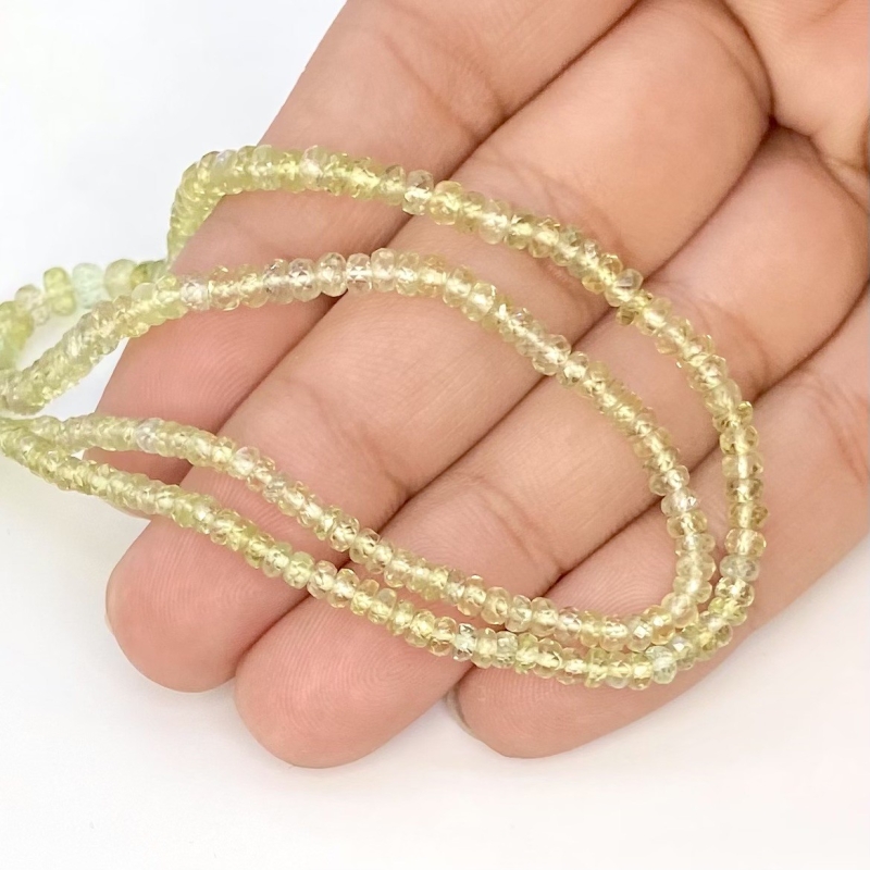Green Sapphire 2.5-4mm Faceted Rondelle Shape AA+ Grade Gemstone Beads Strand - Total 1 Strand of 16 Inch.