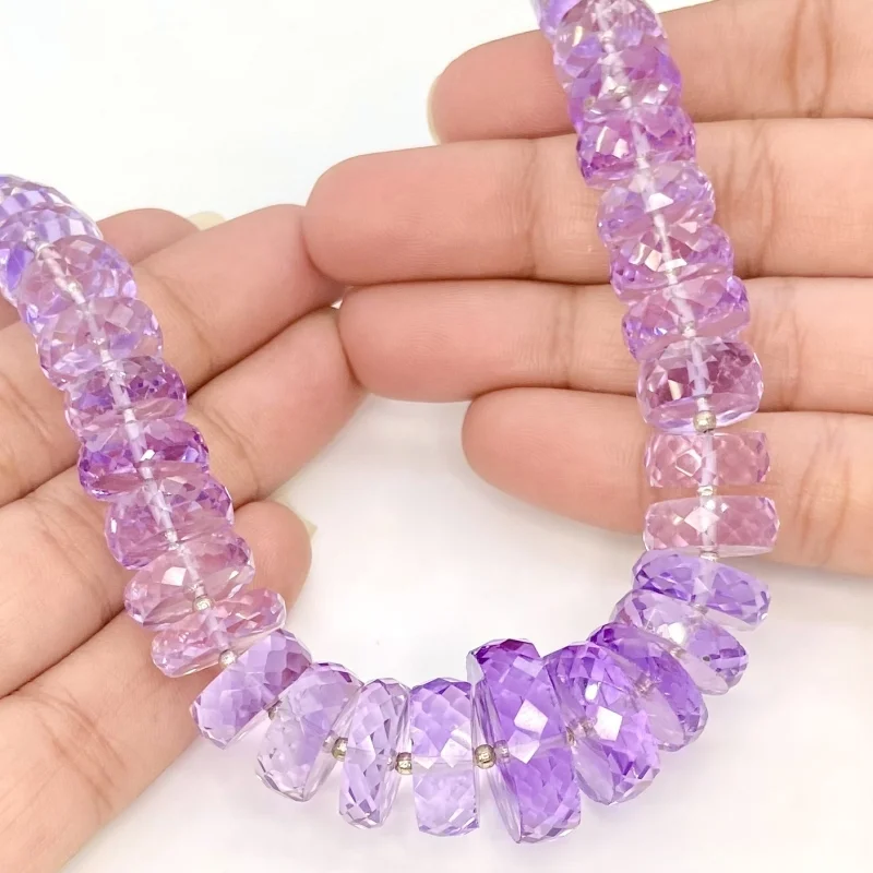 Pink Amethyst 10-19mm Faceted Wheel Shape AAA+ Grade Gemstone Beads Strand - Total 1 Strand of 11 Inch.