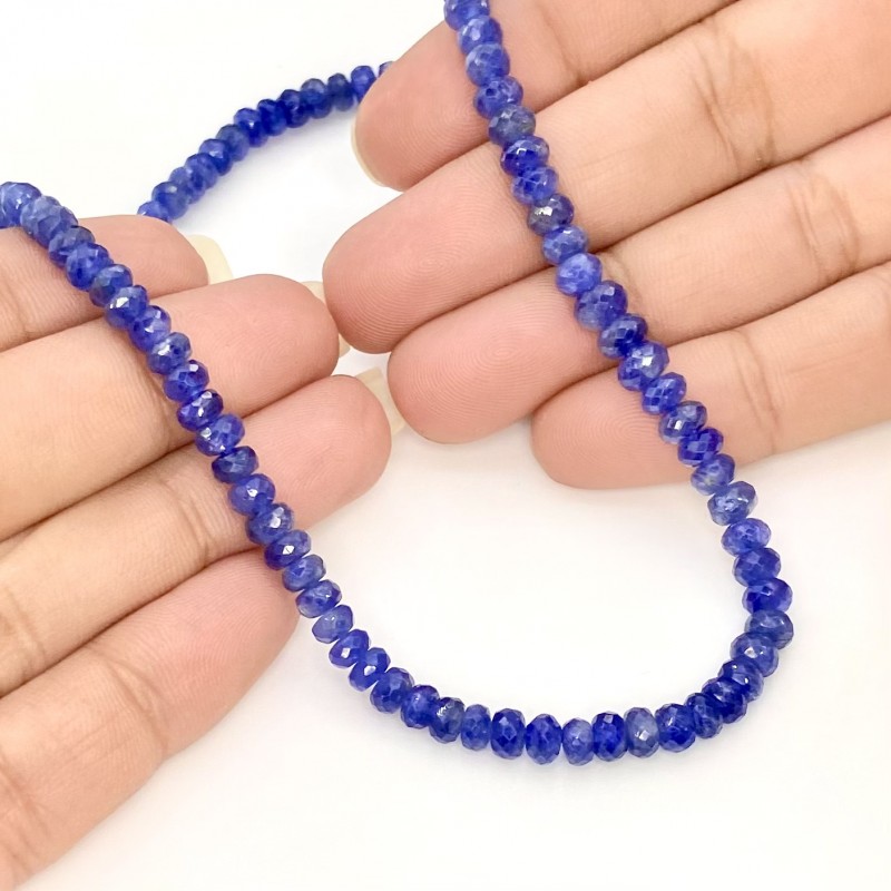Blue Sapphire 4-5.5mm Faceted Rondelle Shape A Grade Gemstone Beads Strand - Total 1 Strand of 14 Inch.