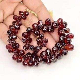 Garnet 7-12mm Briolette Drop Shape AA Grade Gemstone Beads Strand - Total 1 Strand of 8 Inch.