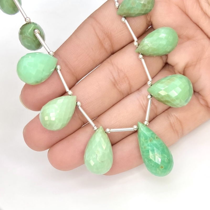 Chrysoprase 14.5-25mm Briolette Drop Shape AA Grade Gemstone Beads Layout - Total 1 Strand of 6 Inch.