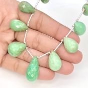 Chrysoprase 14.5-25mm Briolette Drop Shape AA Grade Gemstone Beads Layout - Total 1 Strand of 6 Inch.