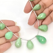 Chrysoprase 14.5-25mm Briolette Drop Shape AA Grade Gemstone Beads Layout - Total 1 Strand of 6 Inch.