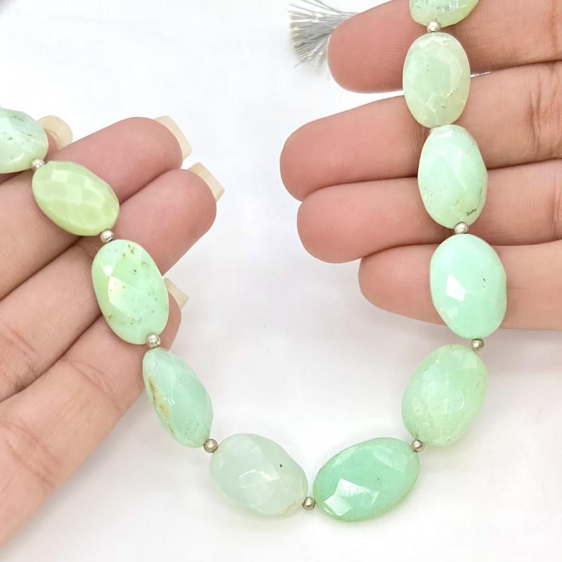 Chrysoprase 14-18.5mm Faceted Oval Shape A+ Grade Gemstone Beads Strand - Total 1 Strand of 10 Inch.