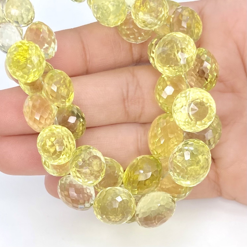 Lemon Quartz 9-12.5mm Briolette Onion Shape AA Grade Gemstone Beads Strand - Total 1 Strand of 7 Inch.
